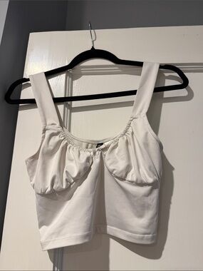 H&M Cream Gathered Bust Crop Tank